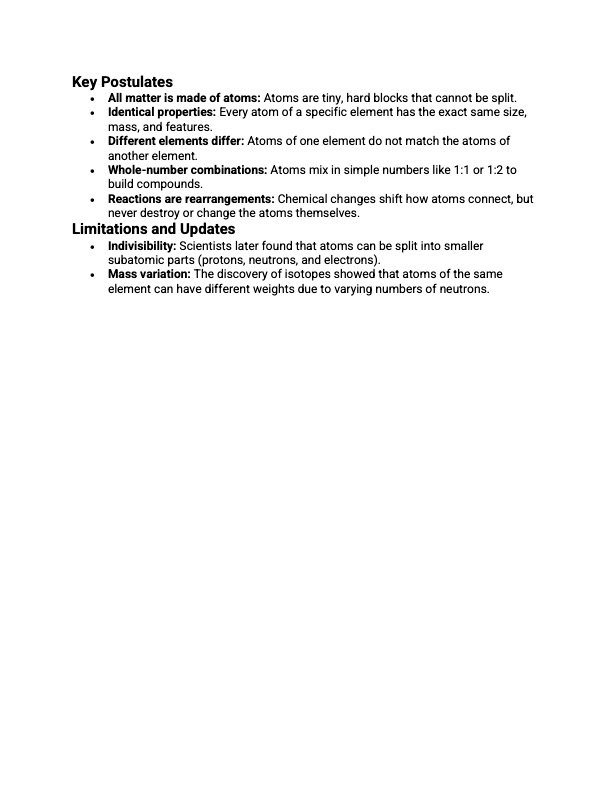 Dalton's Postulates and Limitations
